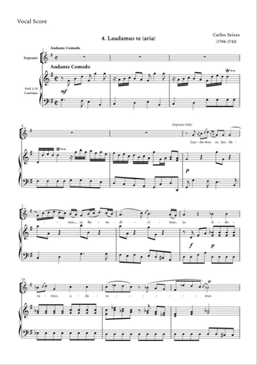 Mass in G Major - Laudamus Te - Vocal Score Piano, Vocal, Guitar scores gallery preview page 3