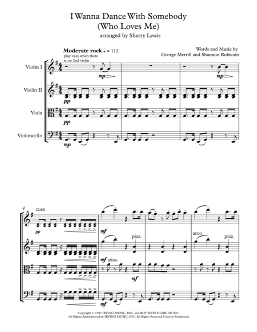 I Wanna Dance With Somebody String Quartet scores gallery preview page 4