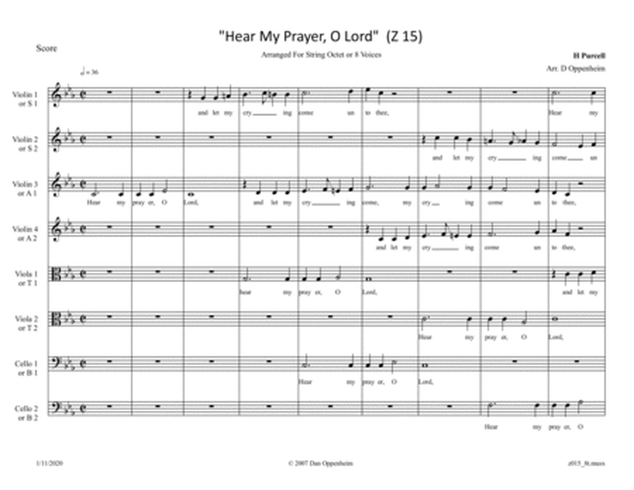 Purcell: "Hear My Prayer, O Lord" (Z 15) arr. for String Octet or 8 Voices image number null