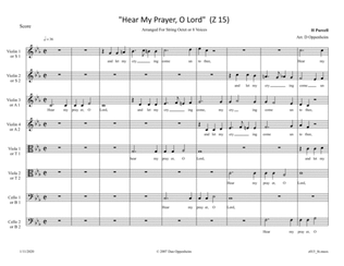 Purcell: "Hear My Prayer, O Lord" (Z 15) arr. for String Octet or 8 Voices