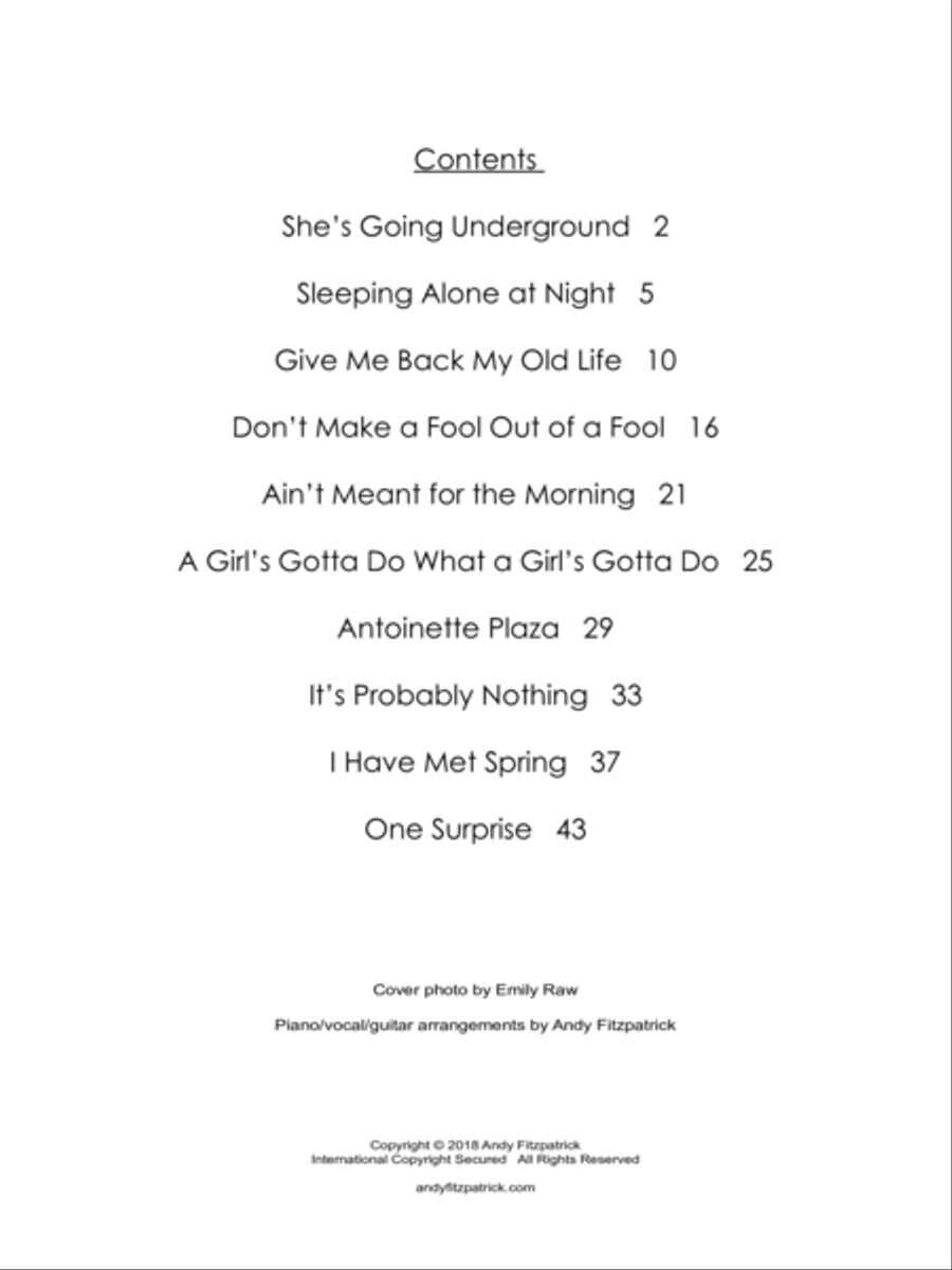 Andy Fitzpatrick - Antoinette Plaza Songbook Voice scores gallery preview page 2