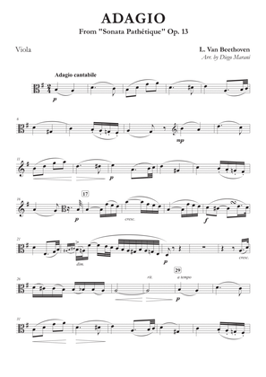 Book cover for Adagio from "Sonata Pathetique" for Viola & Piano