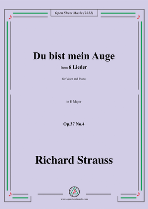 Book cover for Richard Strauss-Du bist mein Auge,in E Major,Op.37 No.4