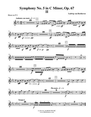 Beethoven Symphony No. 5, Movement II - Horn in F 1 (Transposed Part), Op. 67