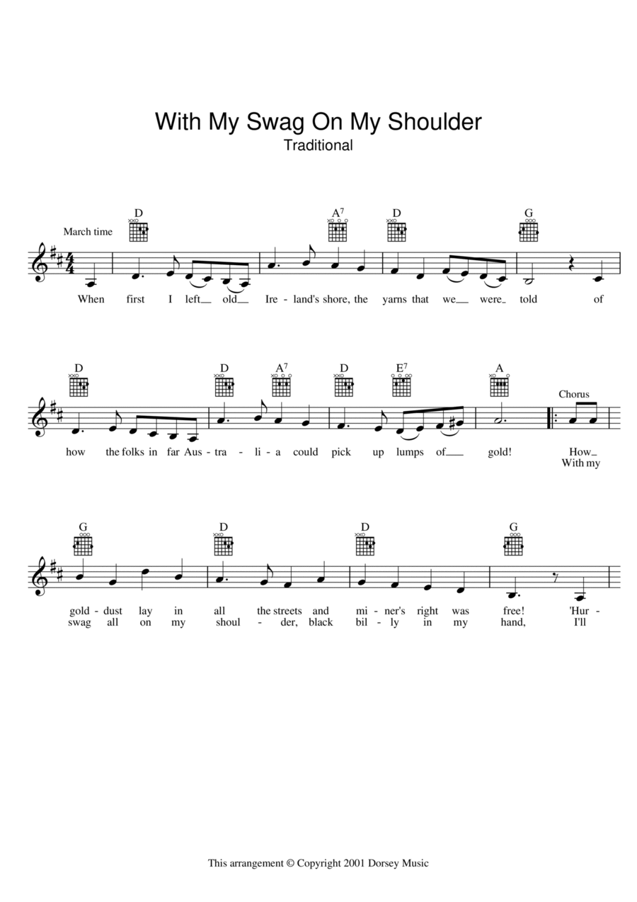 With My Swag On My Shoulder Piano scores gallery preview page 1
