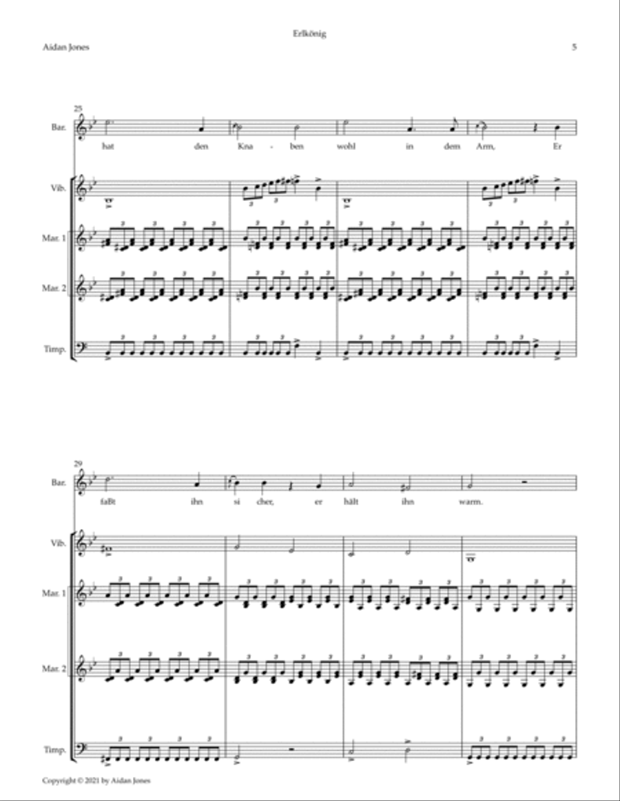 Schubert's Erlkönig (Arranged for Solo Baritone and Multiple Percussion) Percussion Ensemble scores gallery preview page 5