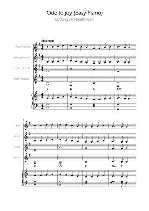 Ode To Joy - Easy French Horn Quartet w/ piano accompaniment