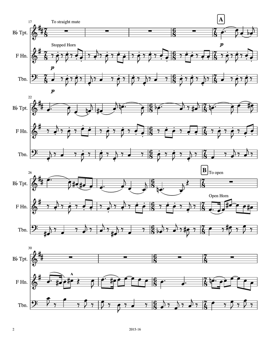 Sonata for Brass Trio Brass Trio scores gallery preview page 2