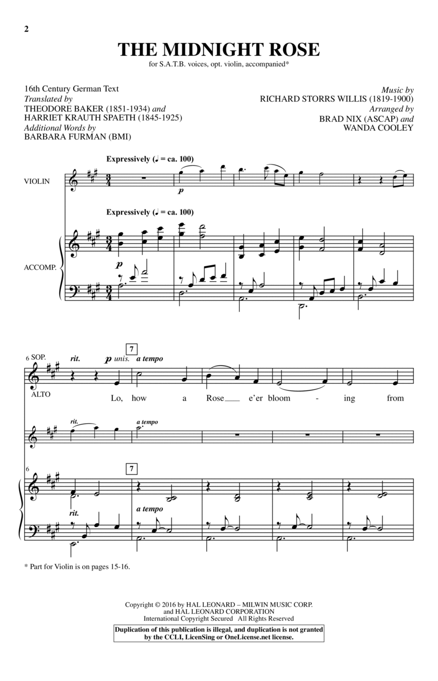 The Midnight Rose The Midnight Rose 4-Part scores gallery preview page 1