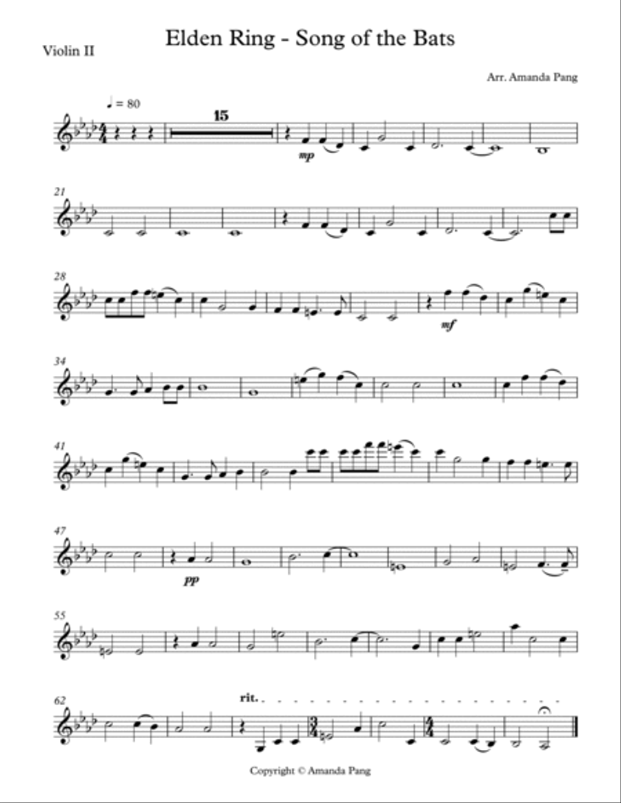 Song of Lament from Elden Ring String Quartet scores gallery preview page 2