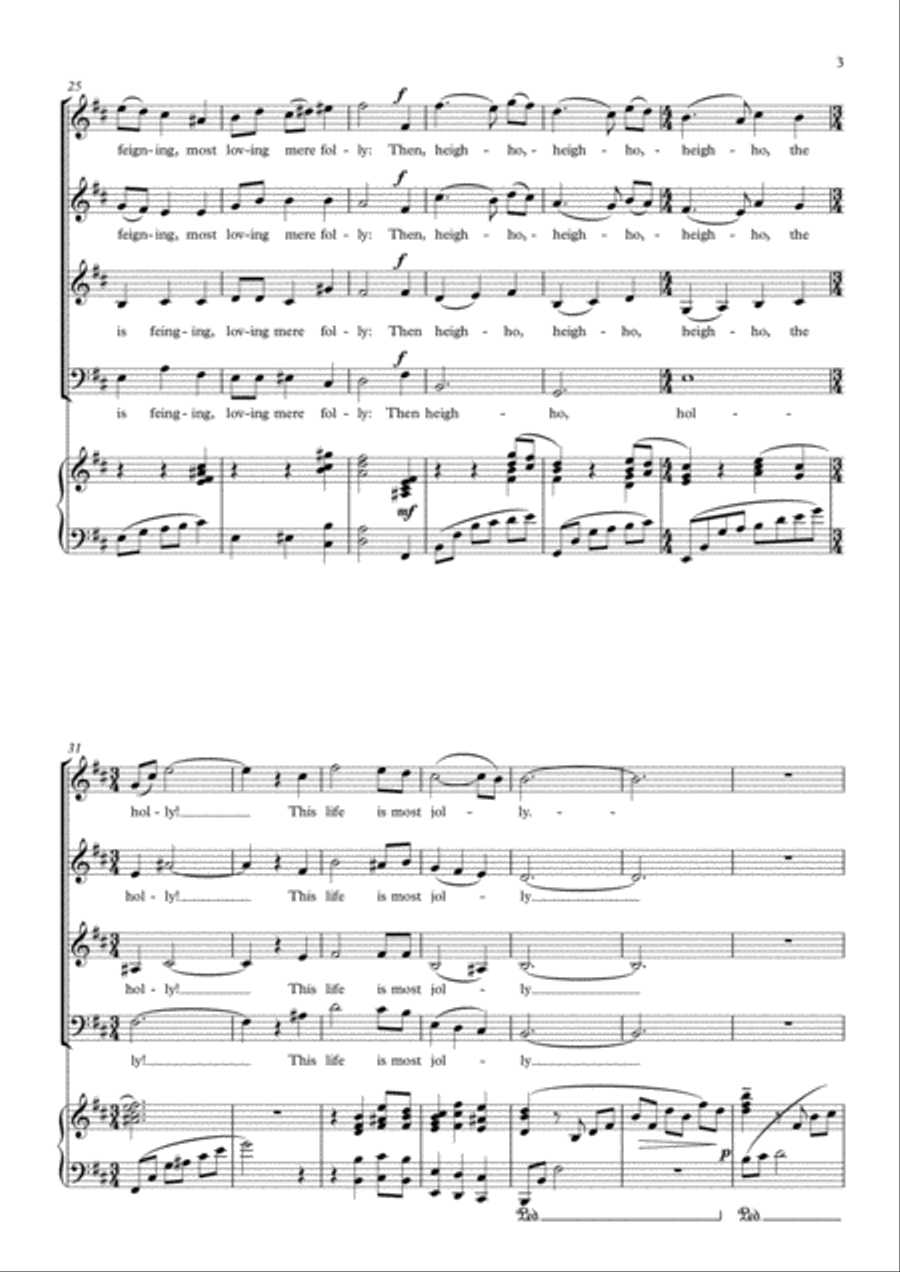 Blow, Blow, Thou Winter Wind - Choir (SSAB) 3-Part scores gallery preview page 3