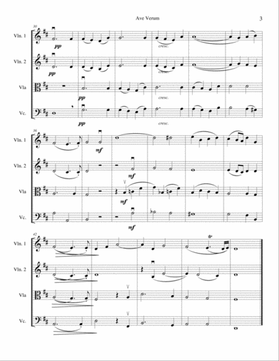 Ave Verum Corpus for String Quartet Ave Verum Corpus for String Quartet String Quartet scores gallery preview page 3
