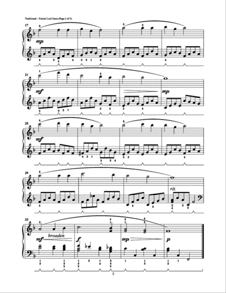 Fairest Lord Jesus Fairest Lord Jesus Easy Piano scores gallery preview page 2