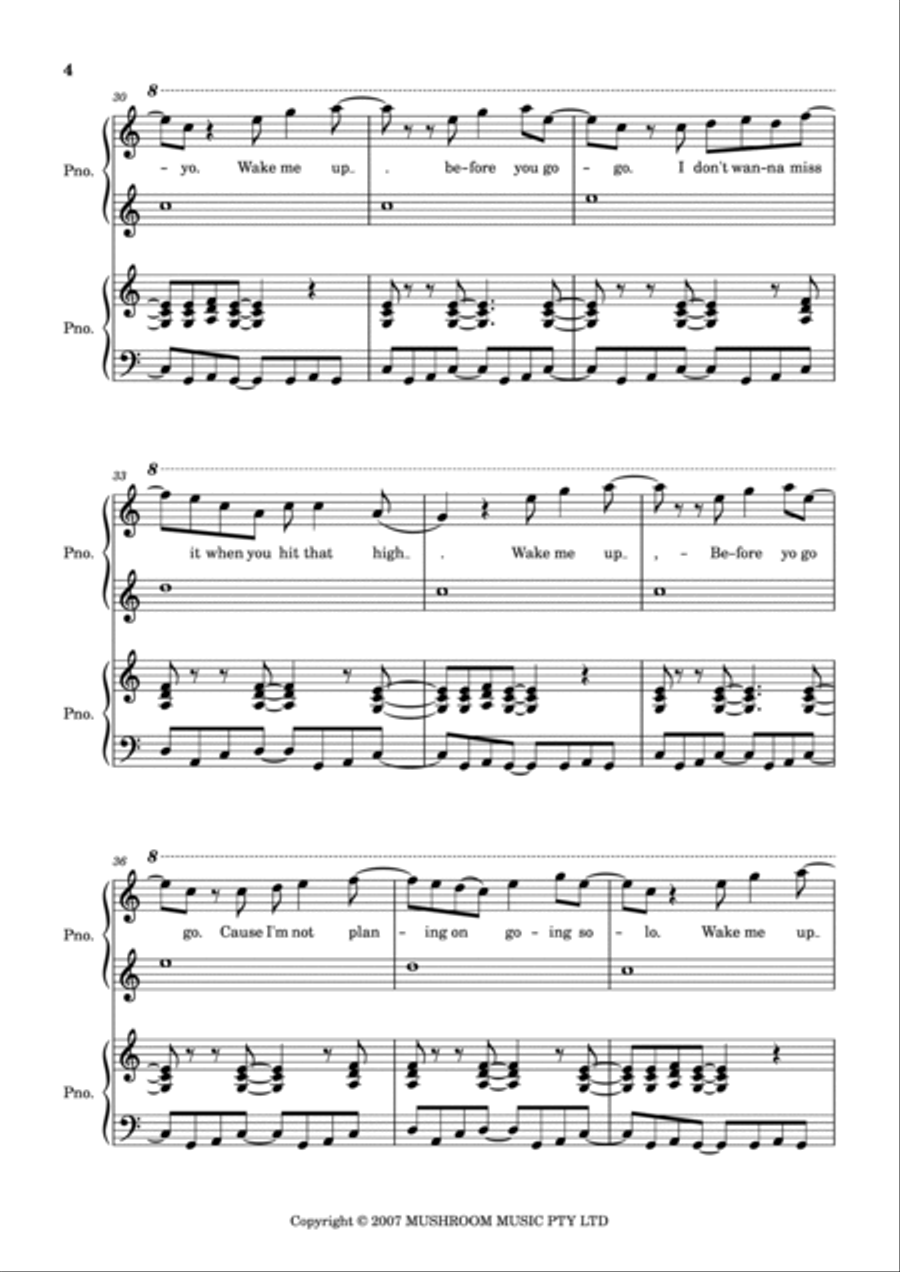 Wake Me Up Before You Yo-yo 1 Piano, 4-Hands scores gallery preview page 4