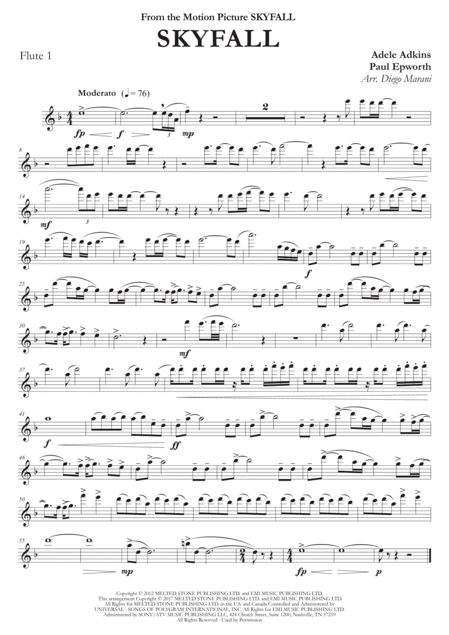 Skyfall Woodwind Quartet scores gallery preview page 1