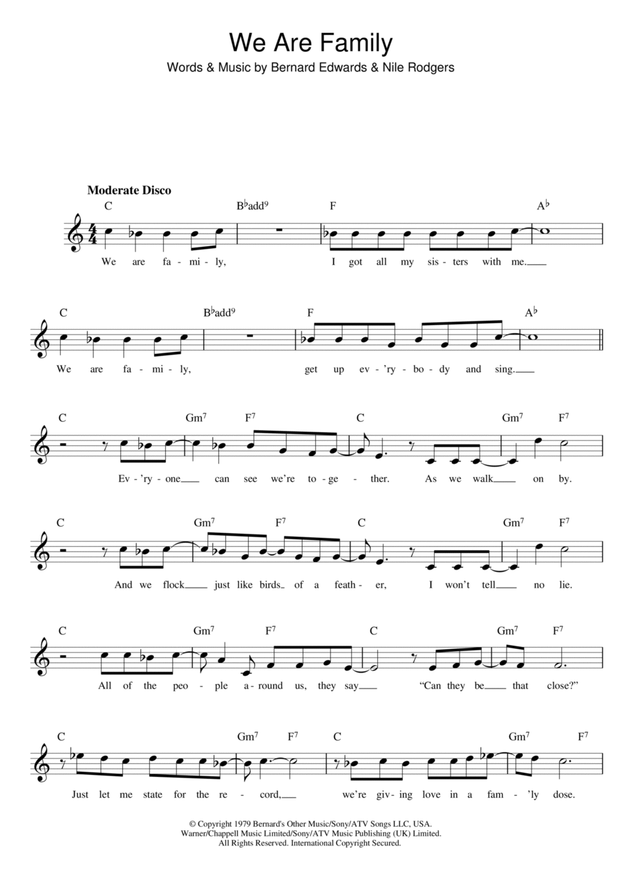 We Are Family Piano scores gallery preview page 1