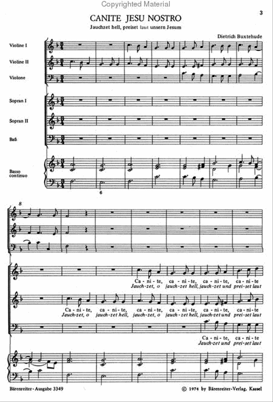 Canite Jesu nostro (Jauchzet hell, preiset laut) BuxWV 11 Double Bass scores gallery preview page 2