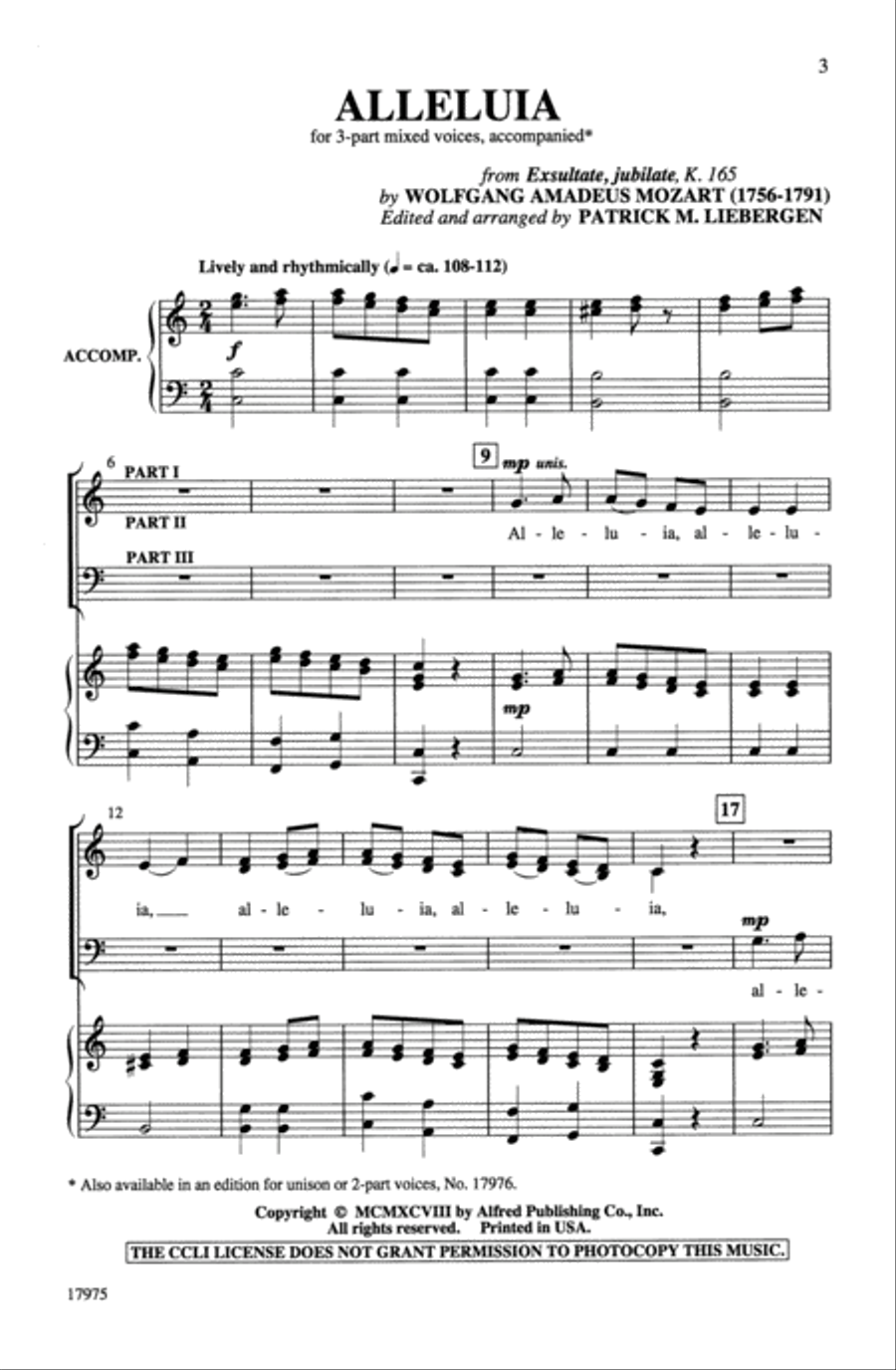 Alleluia Alleluia 3-Part scores gallery preview page 3