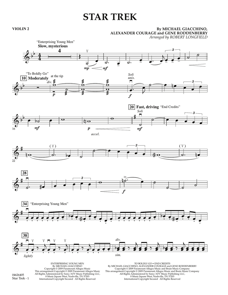 Star Trek - Violin 2 Orchestra scores gallery preview page 1