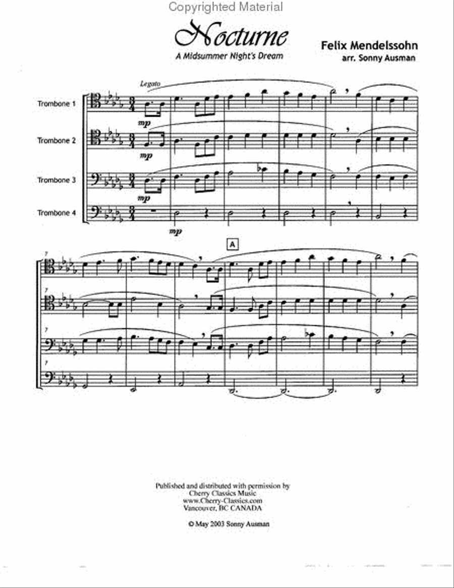 Nocturne for Trombone Quartet Trombone Quartet scores gallery preview page 2