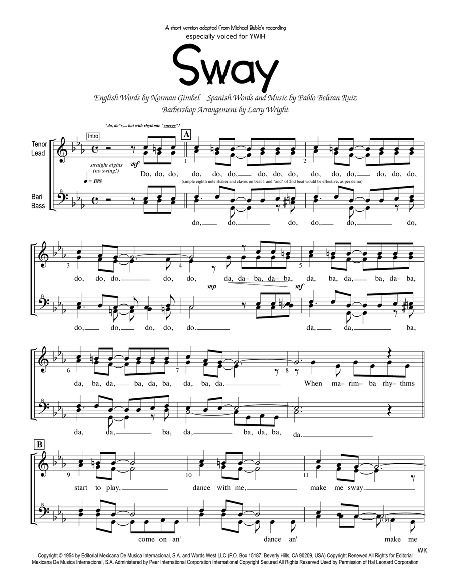 Sway (Quien Sera) SSAA scores gallery preview page 1