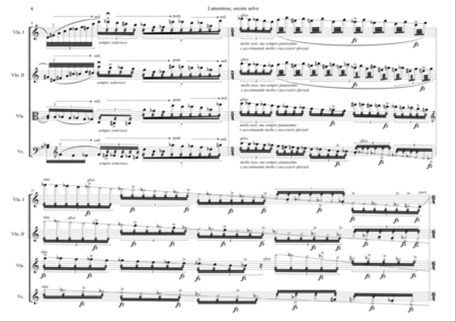 Michele Sarti: LAMENTOSE, OSCURE SELVE (ES-22-029) - Score Only String Quartet scores gallery preview page 5