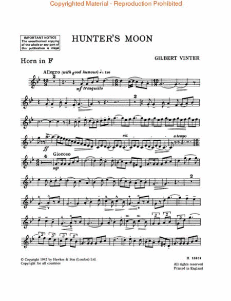 Hunter's Moon by Gilbert Vinter Orchestra - Sheet Music