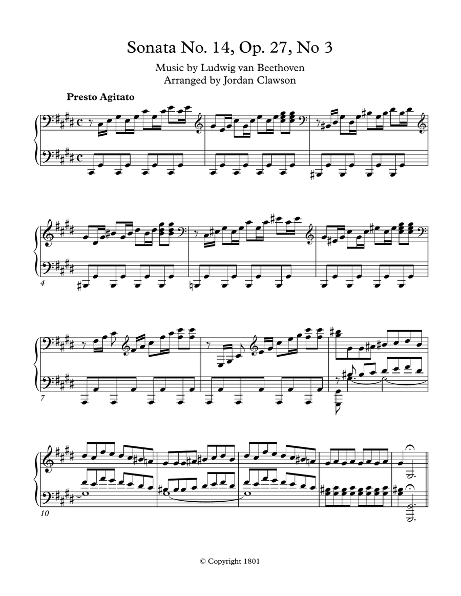 Sonata No. 14, Op. 27, No. 3 - Presto Agitato Piano Solo scores gallery preview page 1