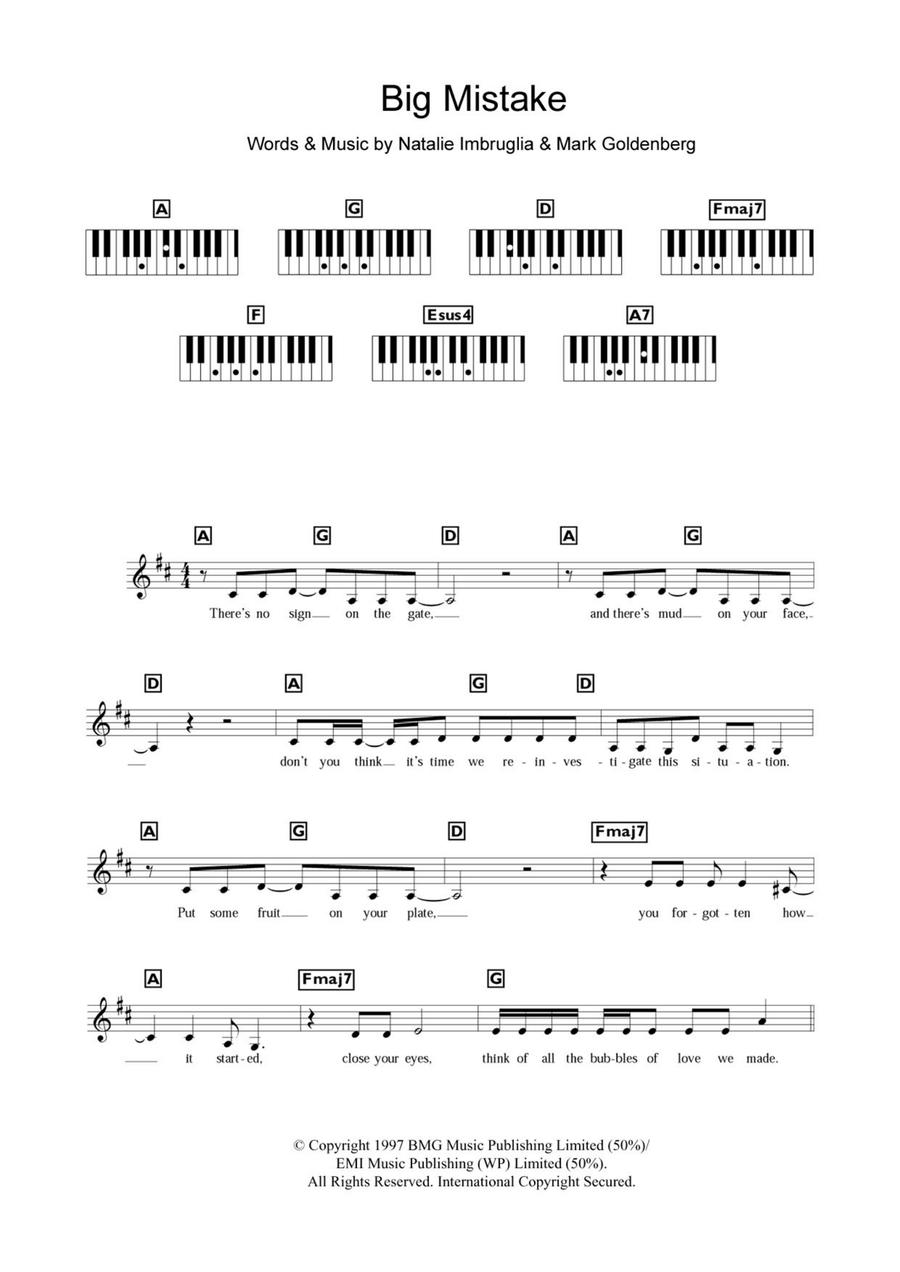 Big Mistake Big Mistake Piano Solo scores gallery preview page 1