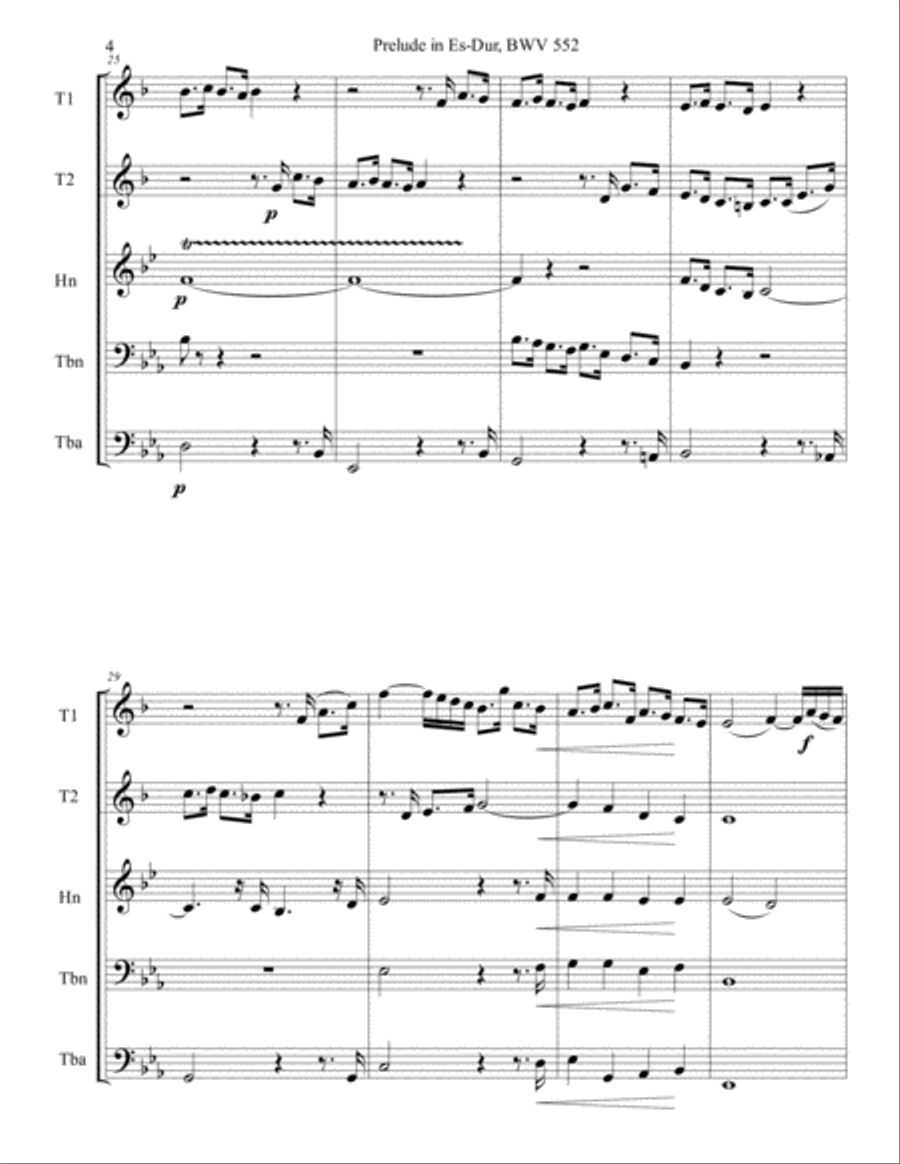 Bach's Prelude and Fugue in E-Flat, BWV 552 Brass Ensemble scores gallery preview page 4
