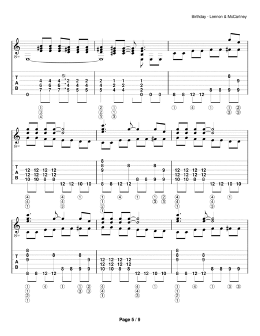 Birthday Guitar Solo scores gallery preview page 5