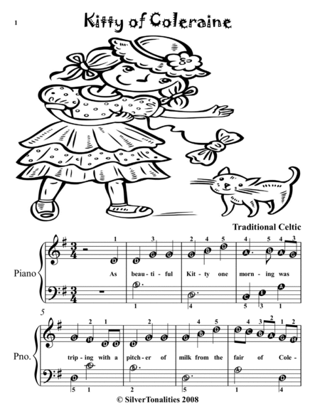 Kitty of Coleraine Traditional Irish Folk Song for Easy Piano