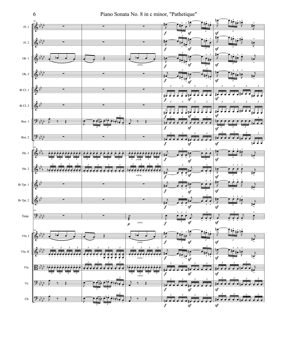 Pathetique Sonata, Movement 2 Full Orchestra scores gallery preview page 6