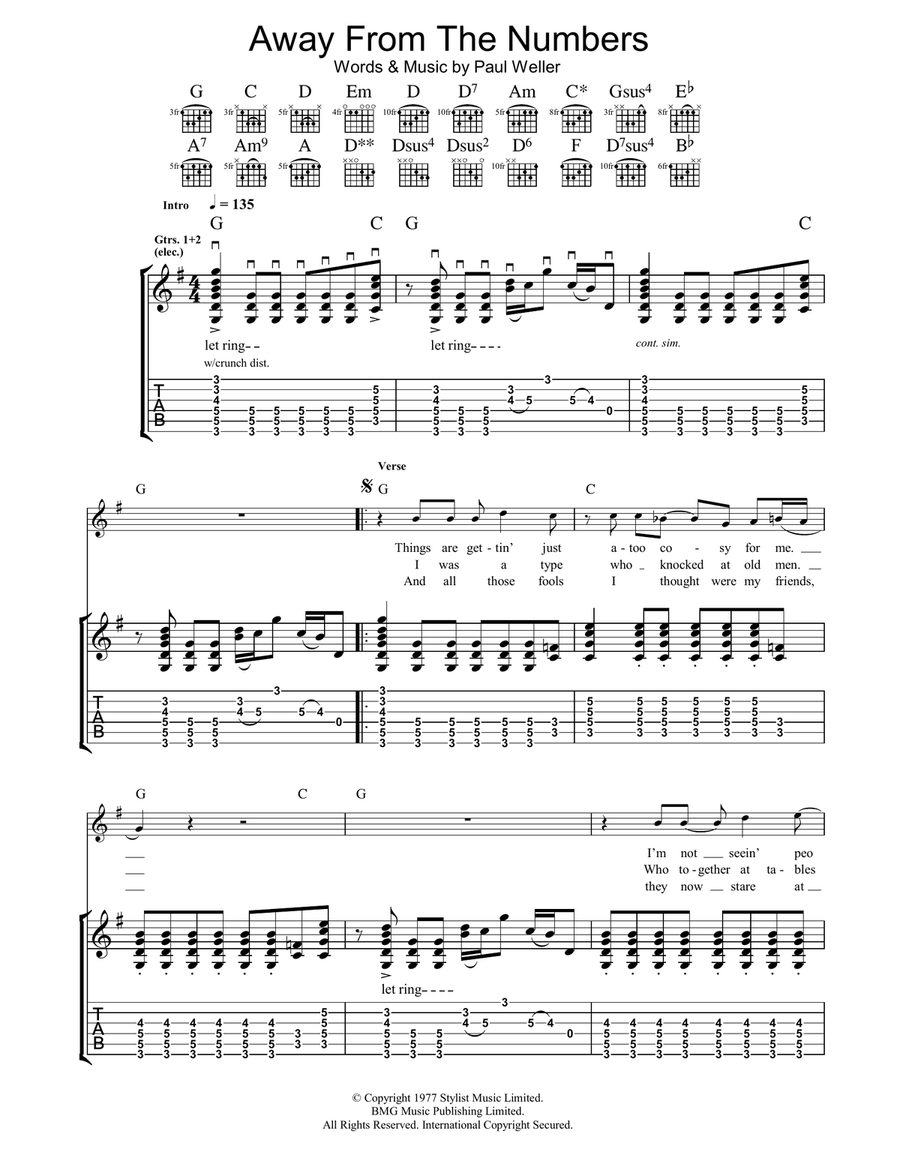 Away From The Numbers Electric Guitar scores gallery preview page 1