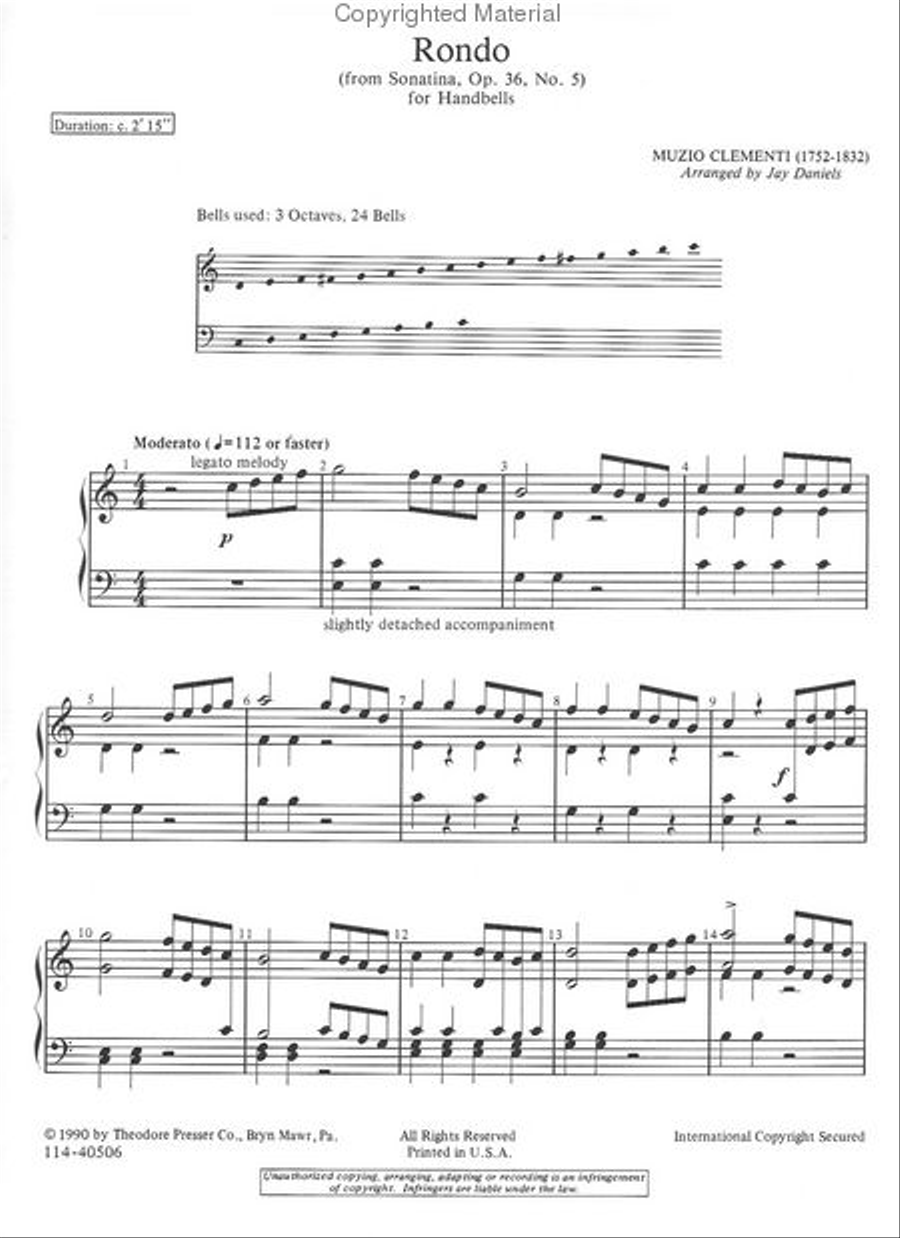 Rondo (From Sonatina, Op. 36, No. 5) Handbell Choir scores gallery preview page 2