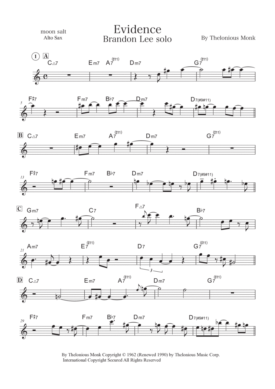 Evidence Alto Saxophone scores gallery preview page 1