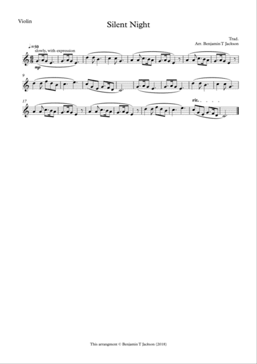 Silent Night - Violin Violin Solo scores gallery preview page 2