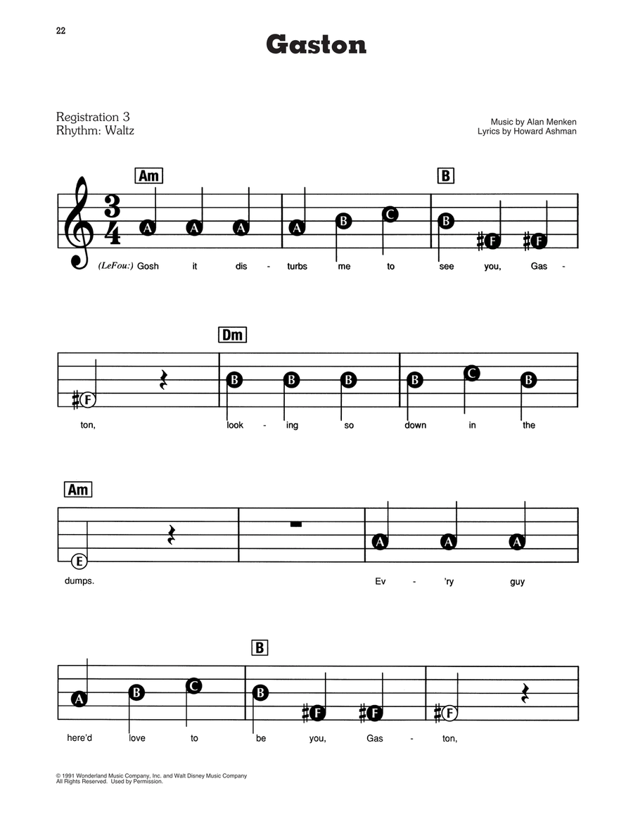 Gaston (from Beauty And The Beast) Electronic Keyboard - Digital Sheet Music