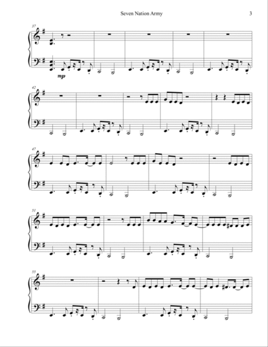 Seven Nation Army Easy Piano scores gallery preview page 3