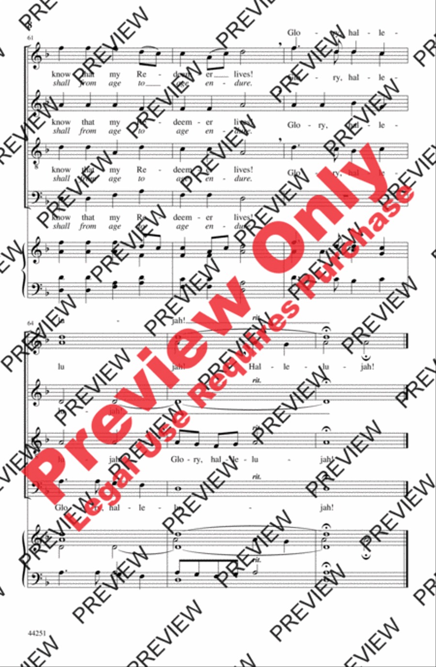 I Know That My Redeemer Lives 4-Part scores gallery preview page 8