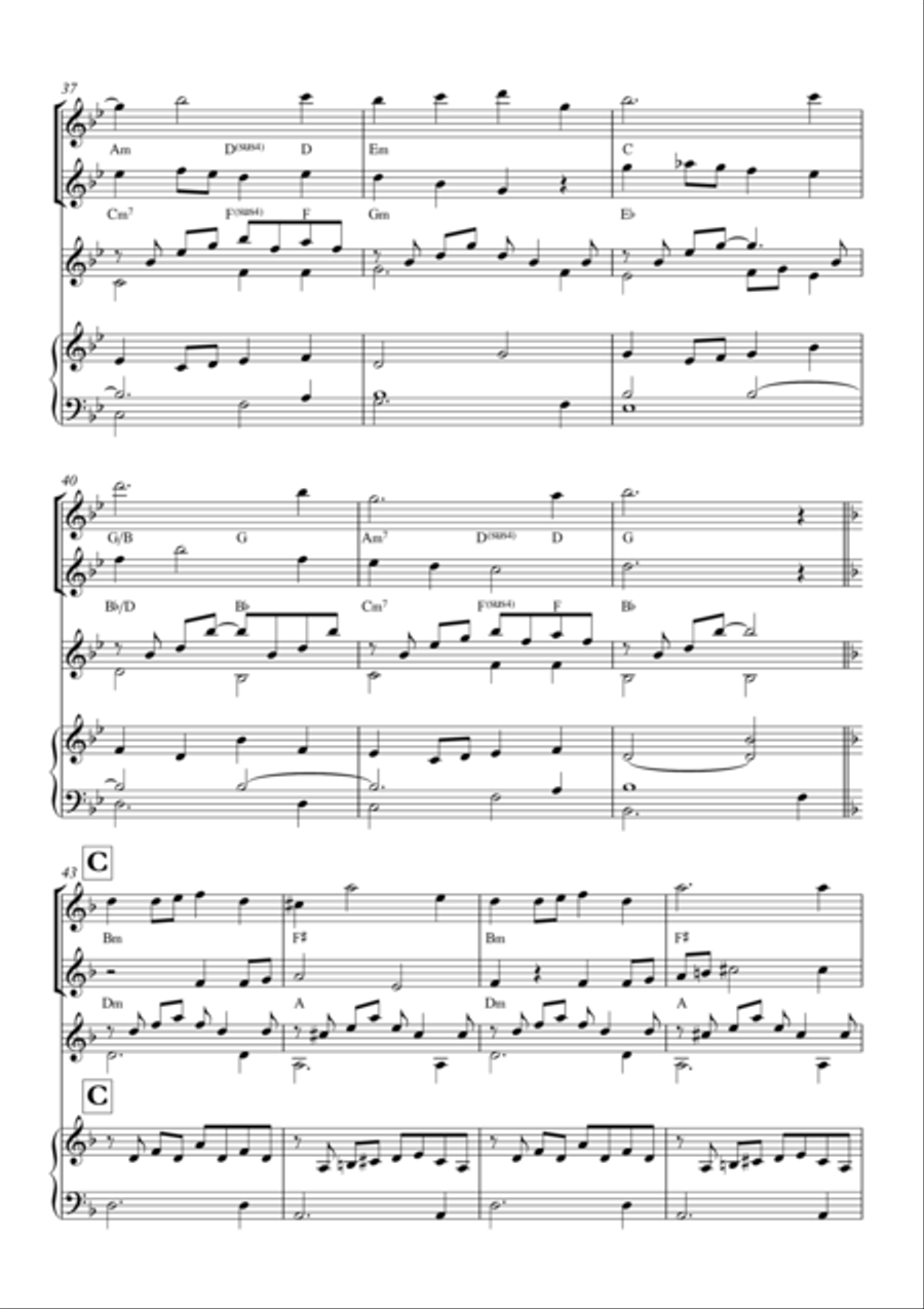 Instrumental Interlude 2'34 for 2 flutes, guitar and/or piano by Simon Peberdy Small Ensemble scores gallery preview page 5