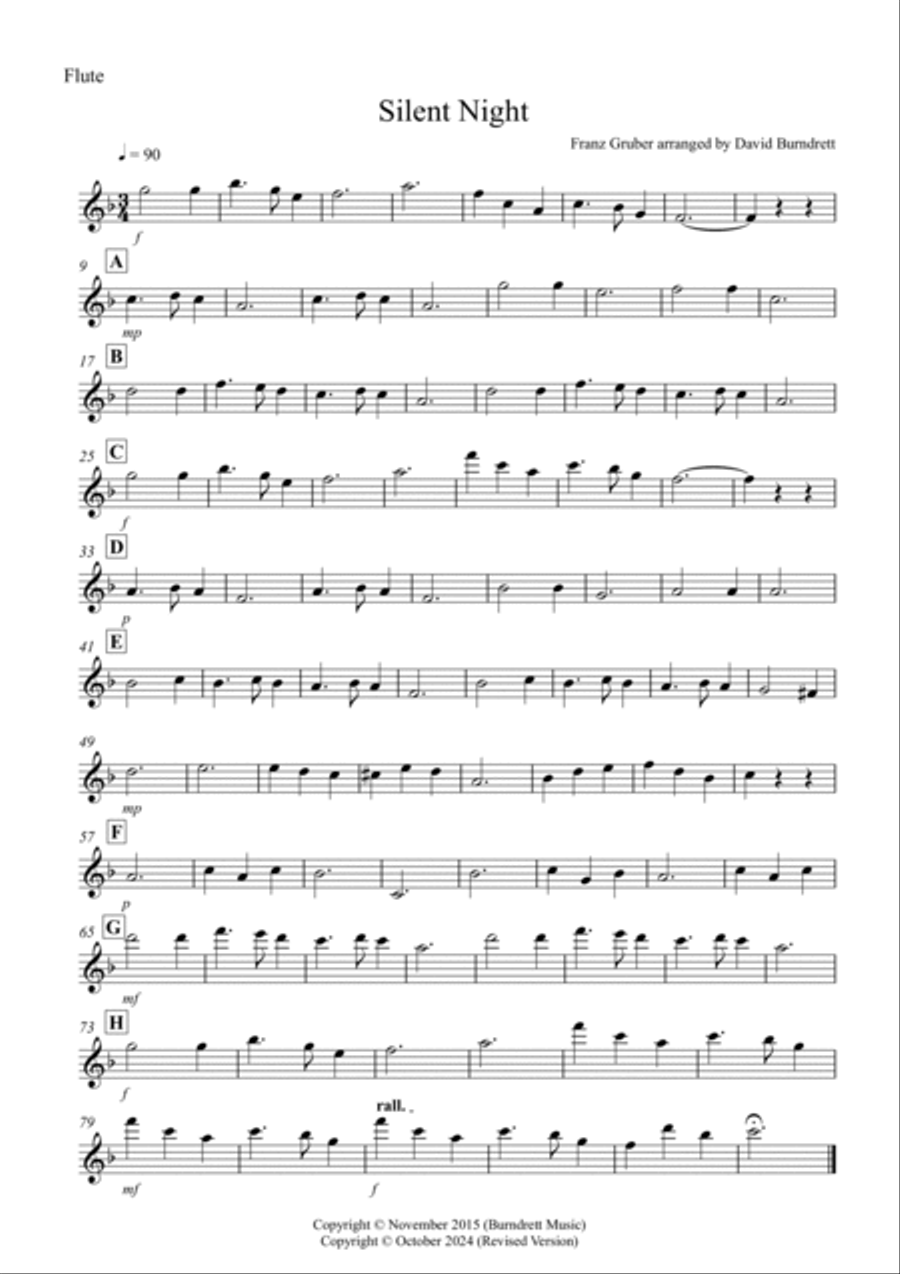 Alto Saxophone and Cello Trio, Silent Night for Flute Small Ensemble scores gallery preview page 3