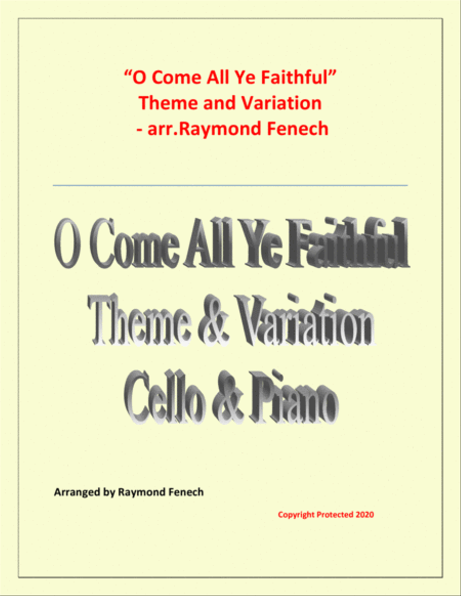O Come All Ye Faithful (Adeste Fidelis) - Theme and Variation for Cello and Piano - Advanced Level Piano scores gallery preview page 1