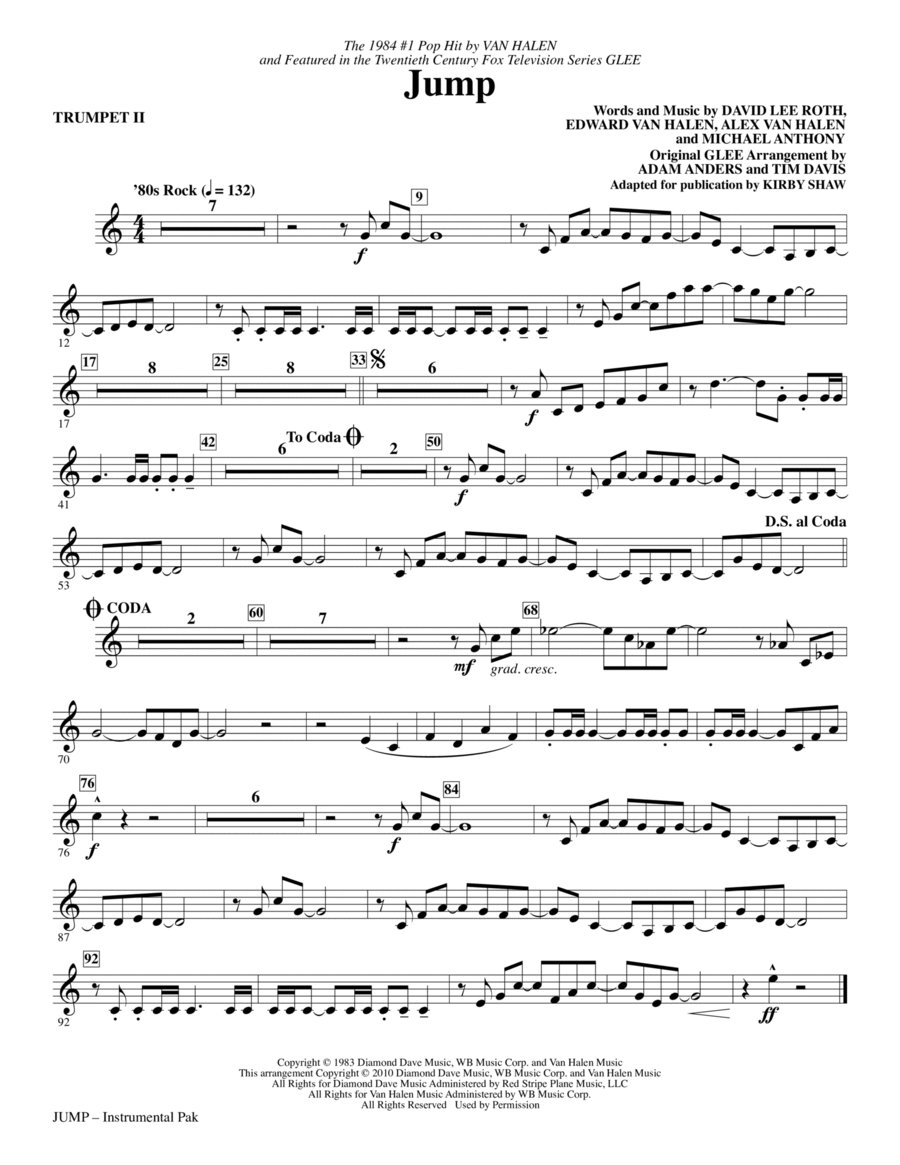 Jump - Trumpet 2 Choir scores gallery preview page 1