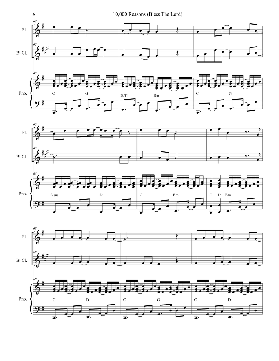 10,000 Reasons (Bless The Lord) Woodwind Duet scores gallery preview page 6