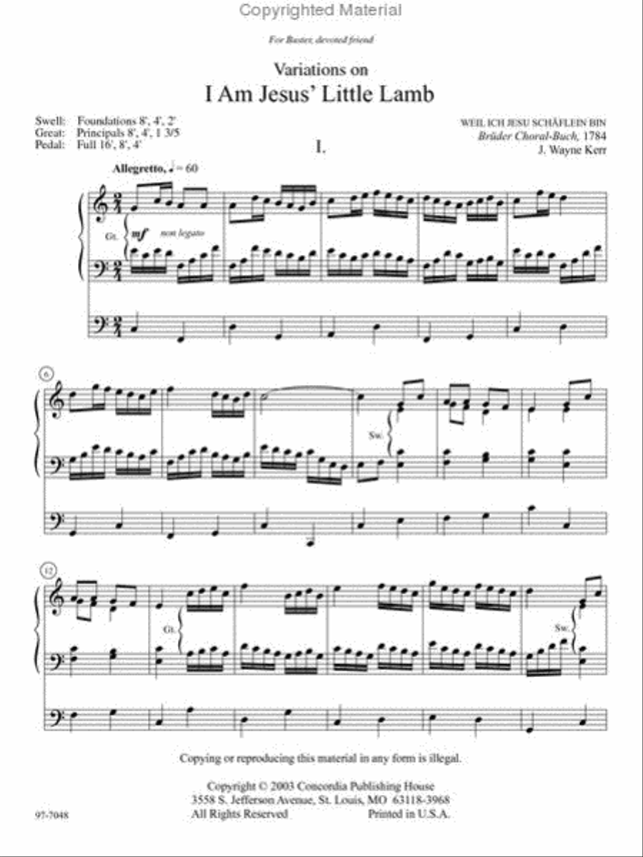 Variations on I Am Jesus' Little Lamb Organ scores gallery preview page 2