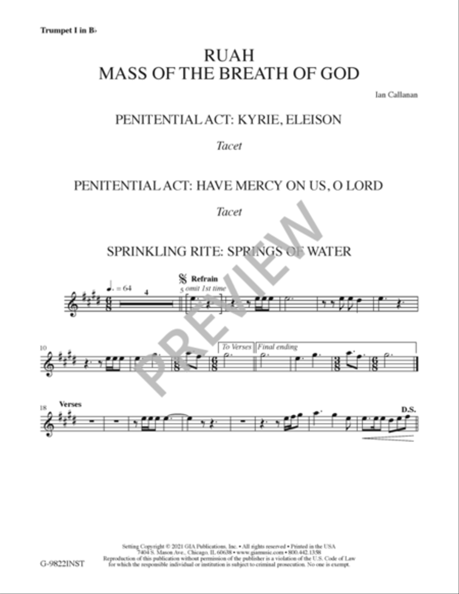 Ruah - Instrument edition Trumpet scores gallery preview page 18