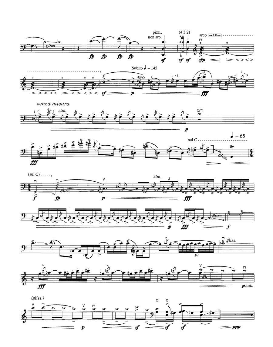 Intercourse Of Fire And Water For Solo Cello Cello Solo scores gallery preview page 2