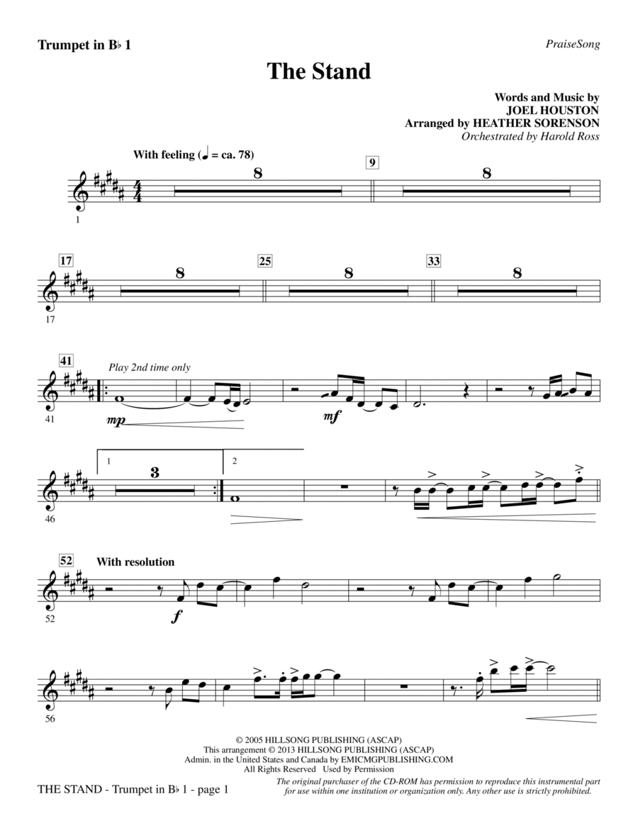 The Stand - Bb Trumpet 1 Choir scores gallery preview page 1