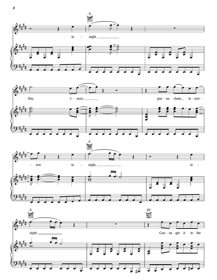 Hey, Tonight Hey, Tonight Piano, Vocal, Guitar scores gallery preview page 2